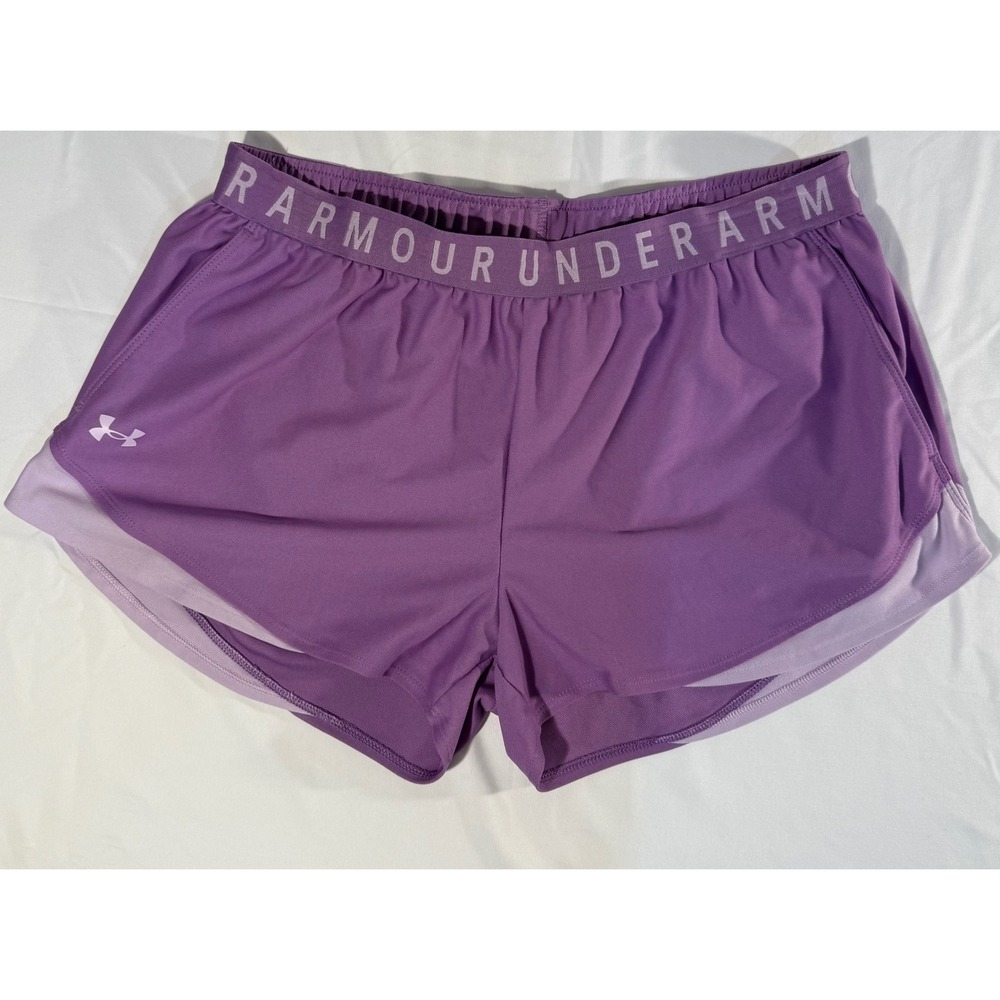 Under Armour Womens Play Up 2-in-1 Running Shorts Purple Training Activewear XL